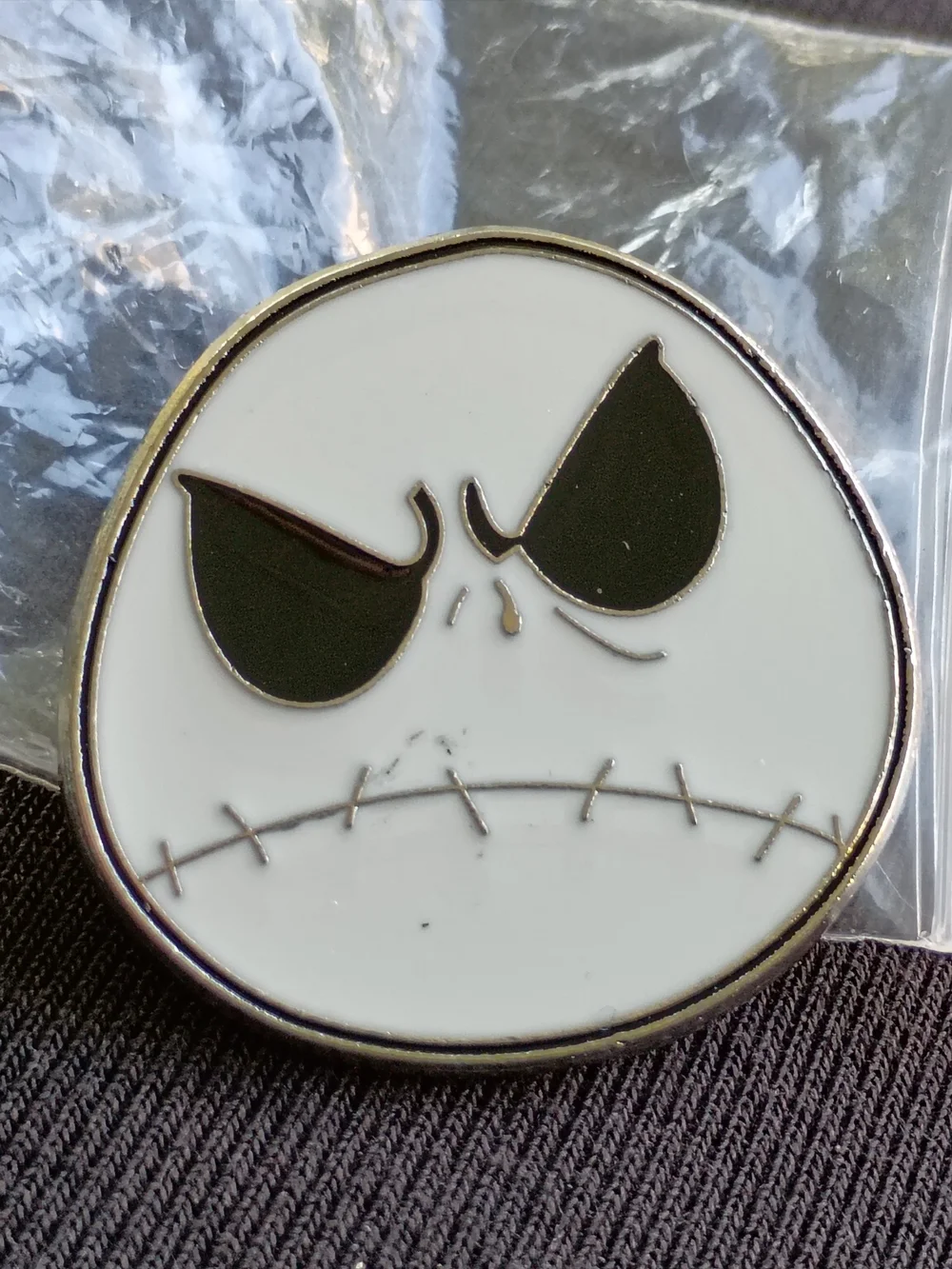 Disney Jack Skellington White and Black Enamel Brooch